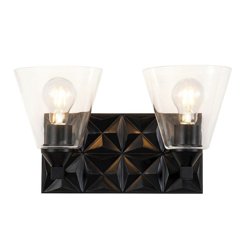 Alpha 2 Light Vanity Light With Glass in Matte Black. Picture 1