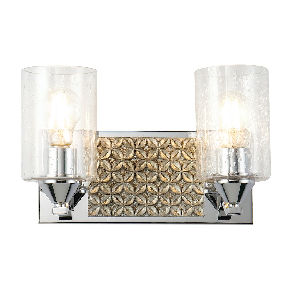 Arcadia 2 Light Bath Vanity in Polished Chrome and Silver. Picture 1