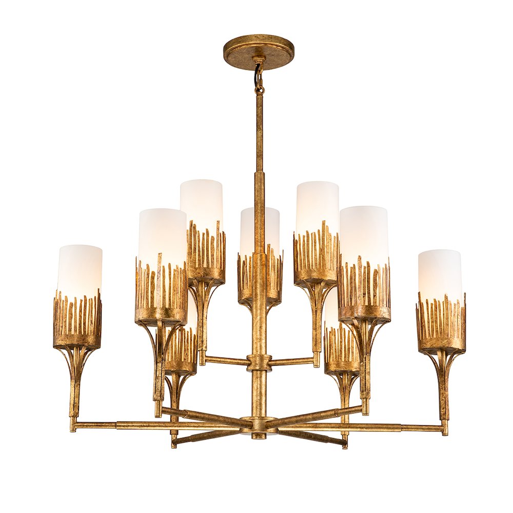 Sawgrass 9 Lt Chandelier in Gold Leaf. Picture 1