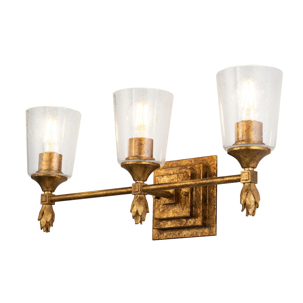 Vetiver 3 Light Vanity In Antique Gold. Picture 1