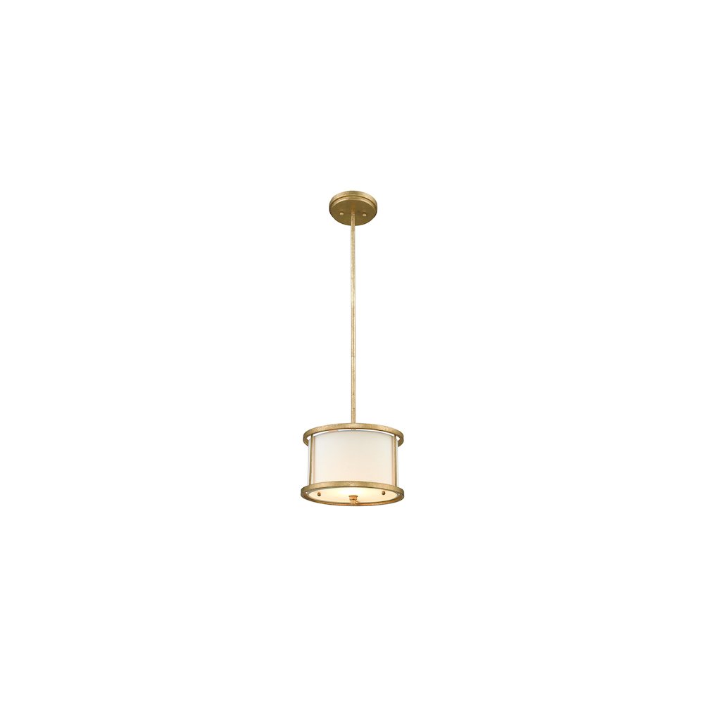 Lemuria 1 Light Duo-Mount Mini Pendant - Distressed Gold, Ivory Shade. Picture 1