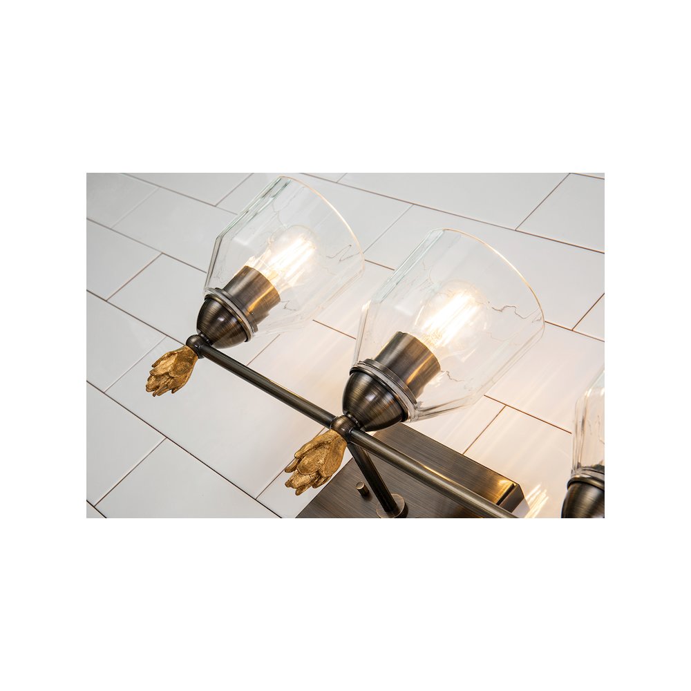 Felice 3 Light Vanity Light In Dark Bronze With Gold Accents. Picture 3