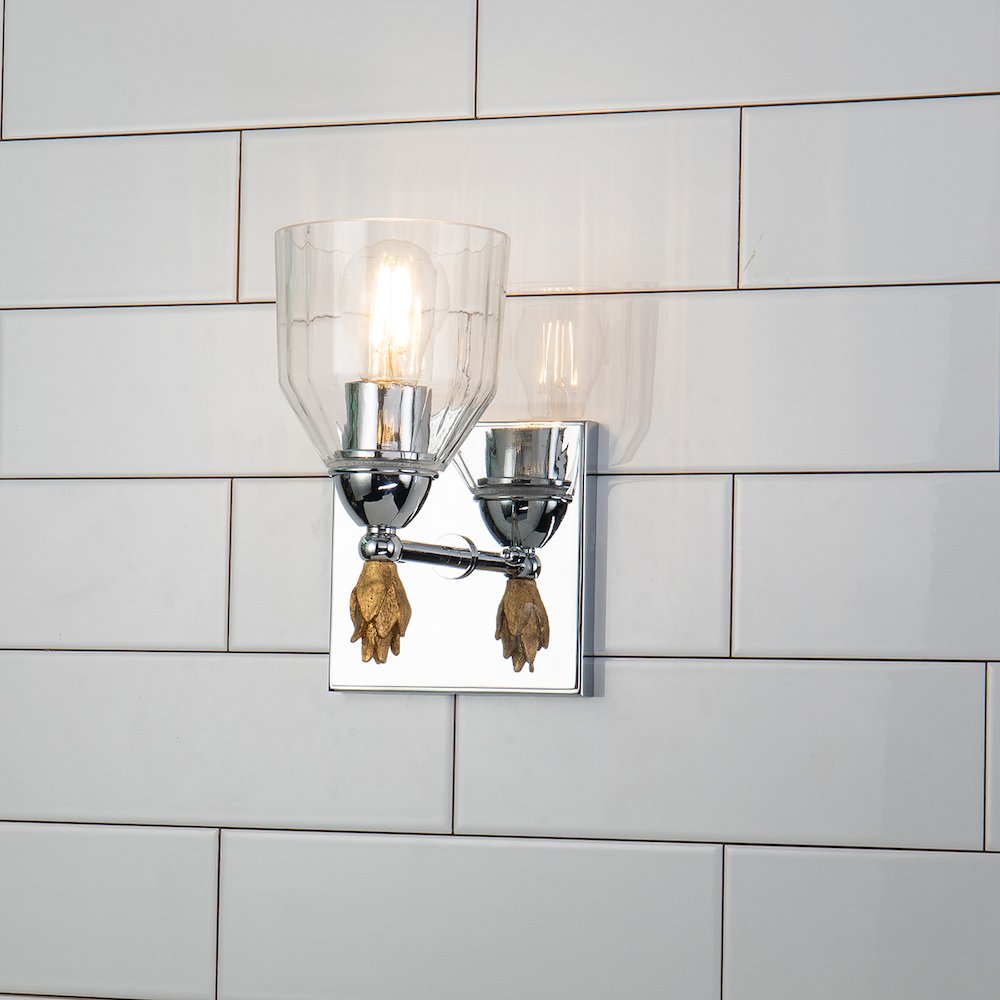 Felice 1 Light Wall Sconce In Polished Chrome With Gold Accents. Picture 3