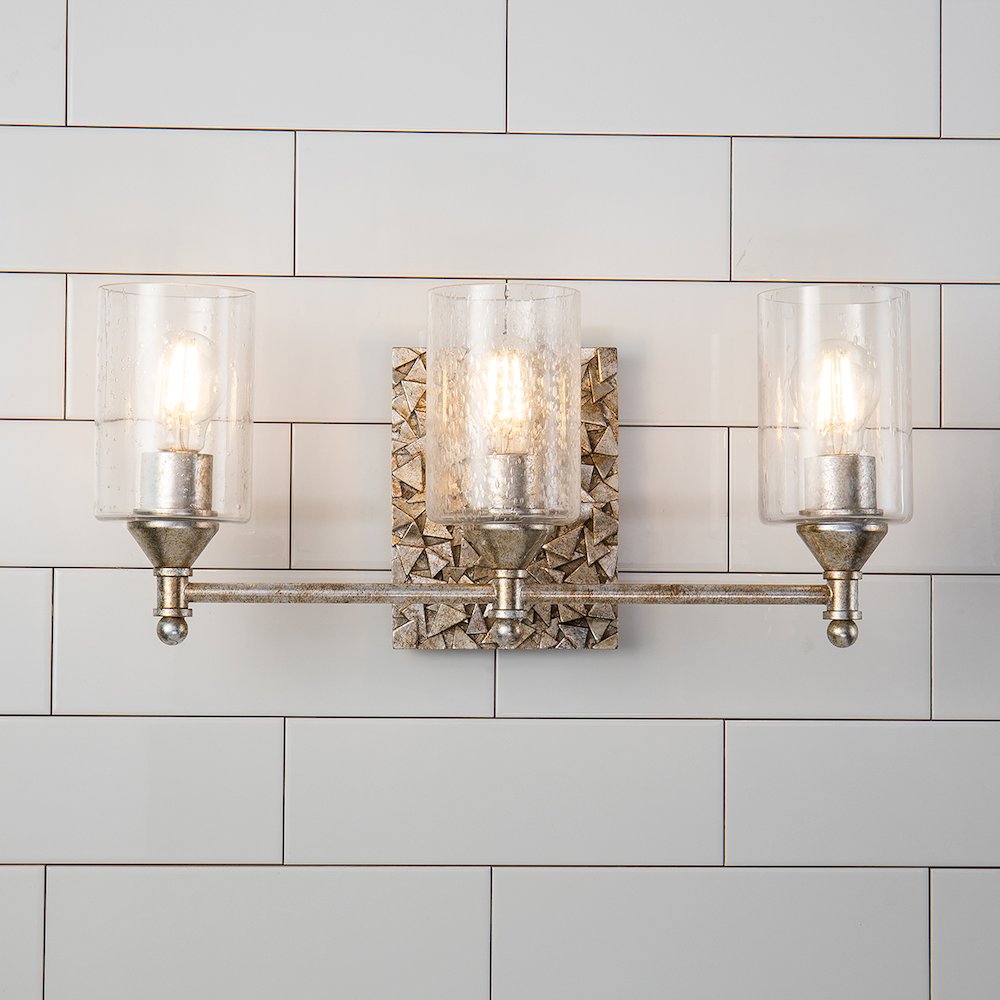 Mosaic 3-Light Vanity Light In Antique Silver. Picture 2