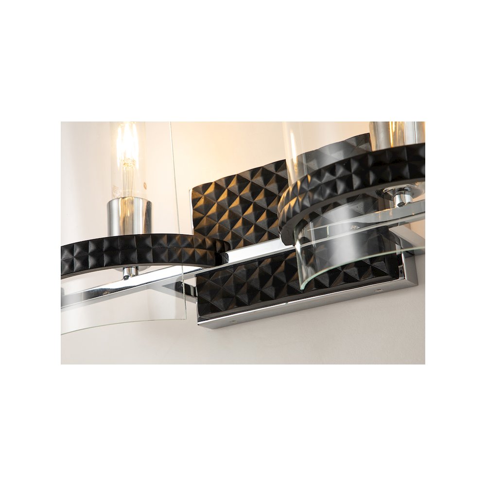 Mazant 2 Light Bath Bar in Black and Chrome. Picture 3