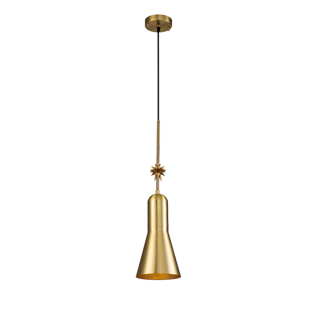 Etoille Large Aged Brass Pendant with Star. Picture 1