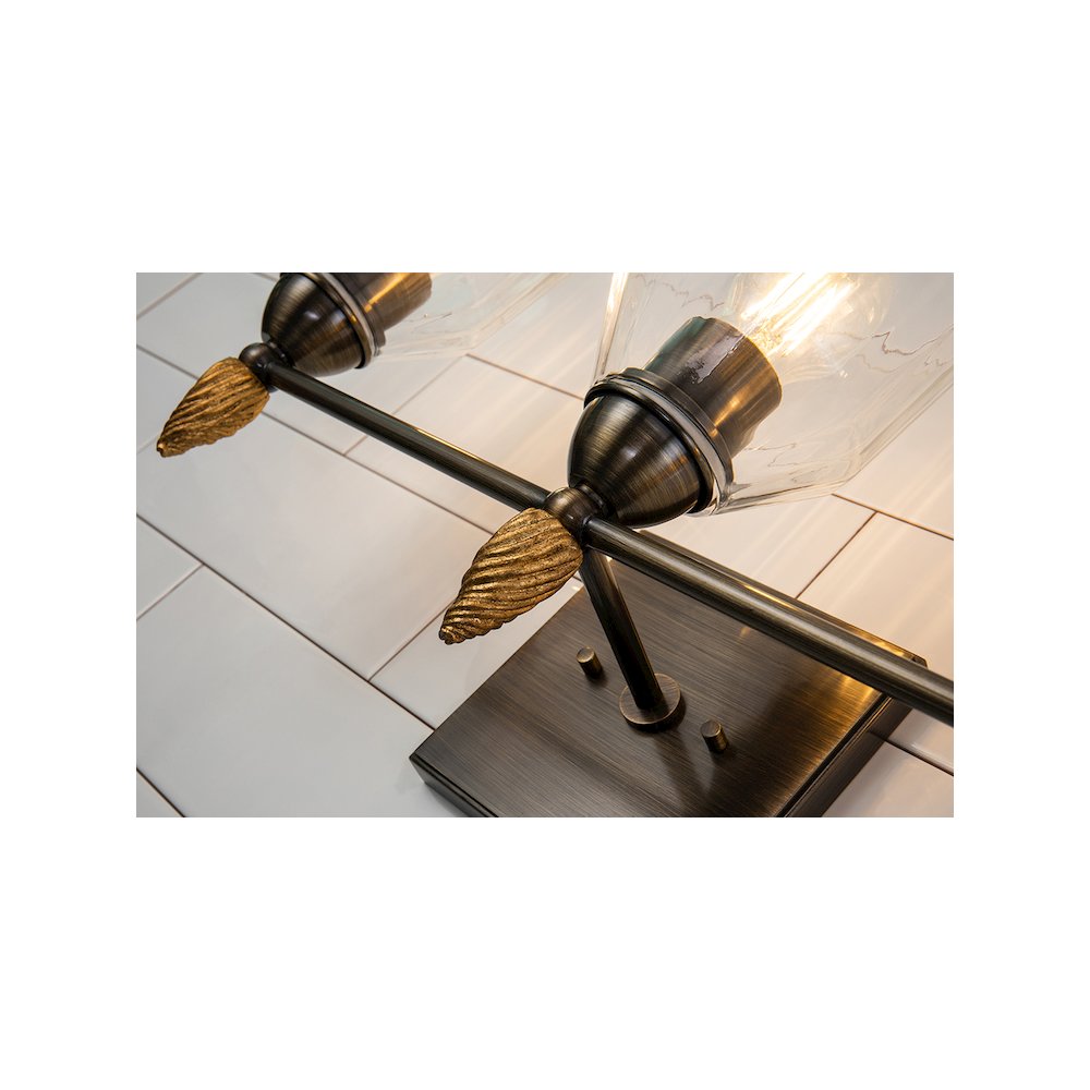 Felice 3 Light Vanity Light In Dark Bronze With Gold Accents. Picture 3