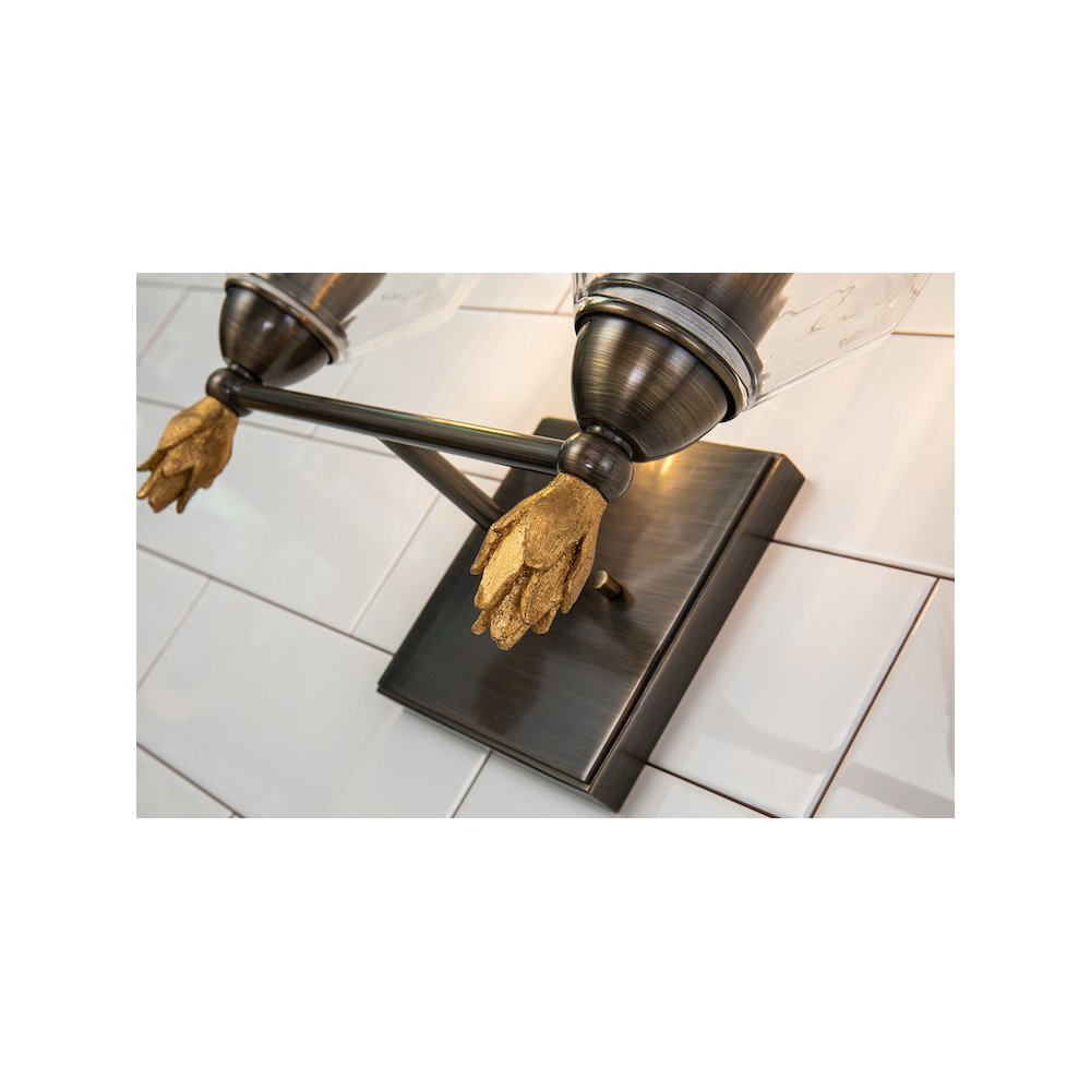 Felice 2 Light Vanity Light In Dark Bronze With Gold Accents. Picture 4