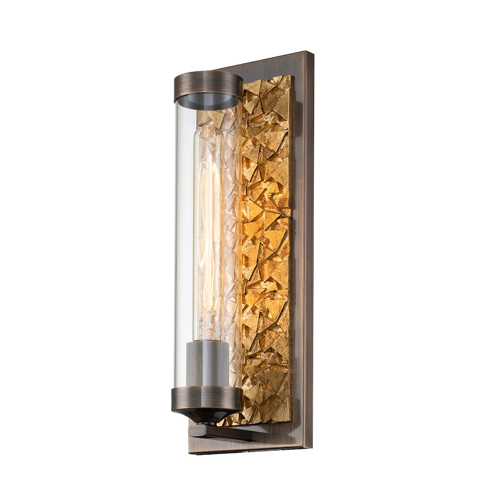Elysian 1 Light Sconce in Dark Bronze & Gold Leaf. Picture 1