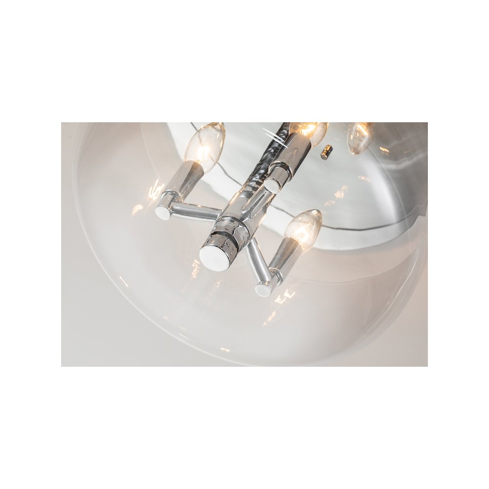 Rampart 3 Light Hammered detail flush mount in Chrome. Picture 3