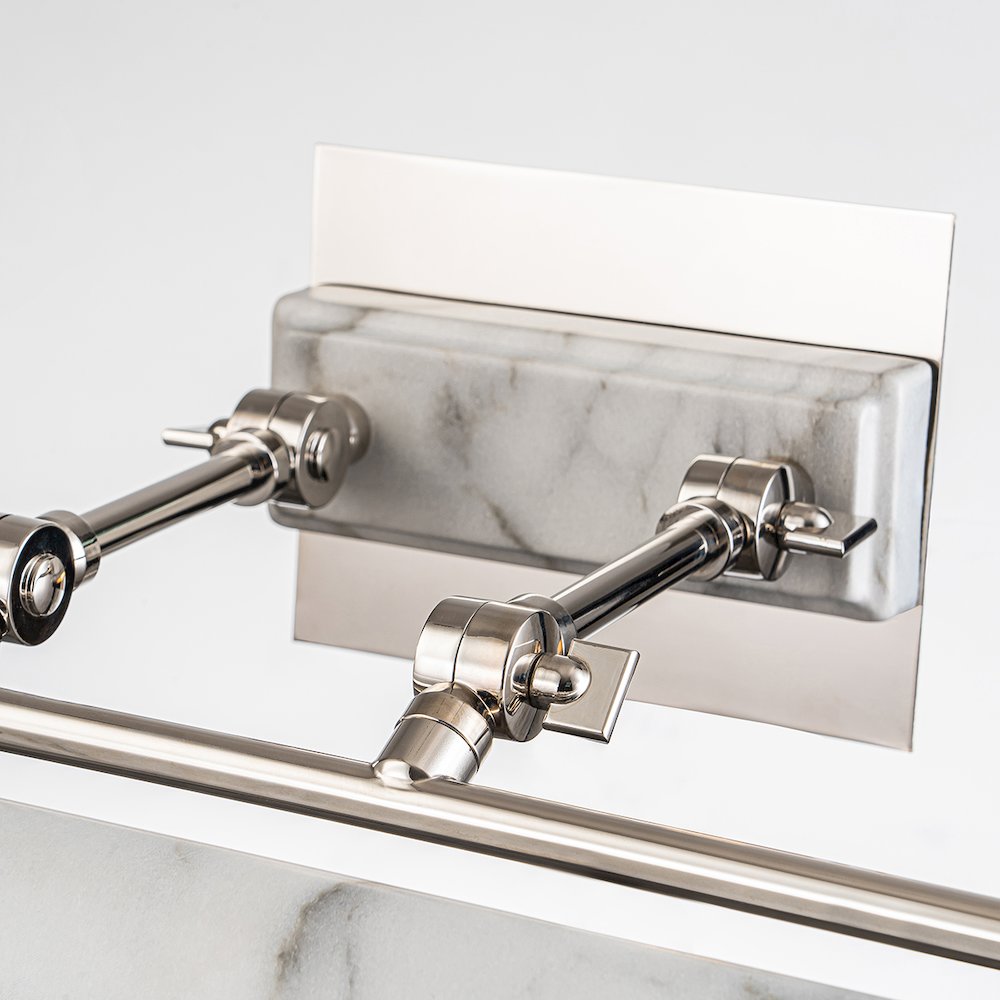 Winchfield Large Picture Light in Polished Nickel and White Marble. Picture 3