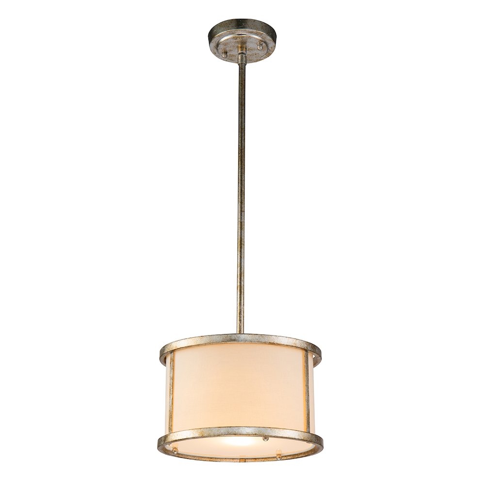Lemuria 1 Light Duo-Mount Mini Pendant - Antique Silver, Ivory Shade. Picture 1