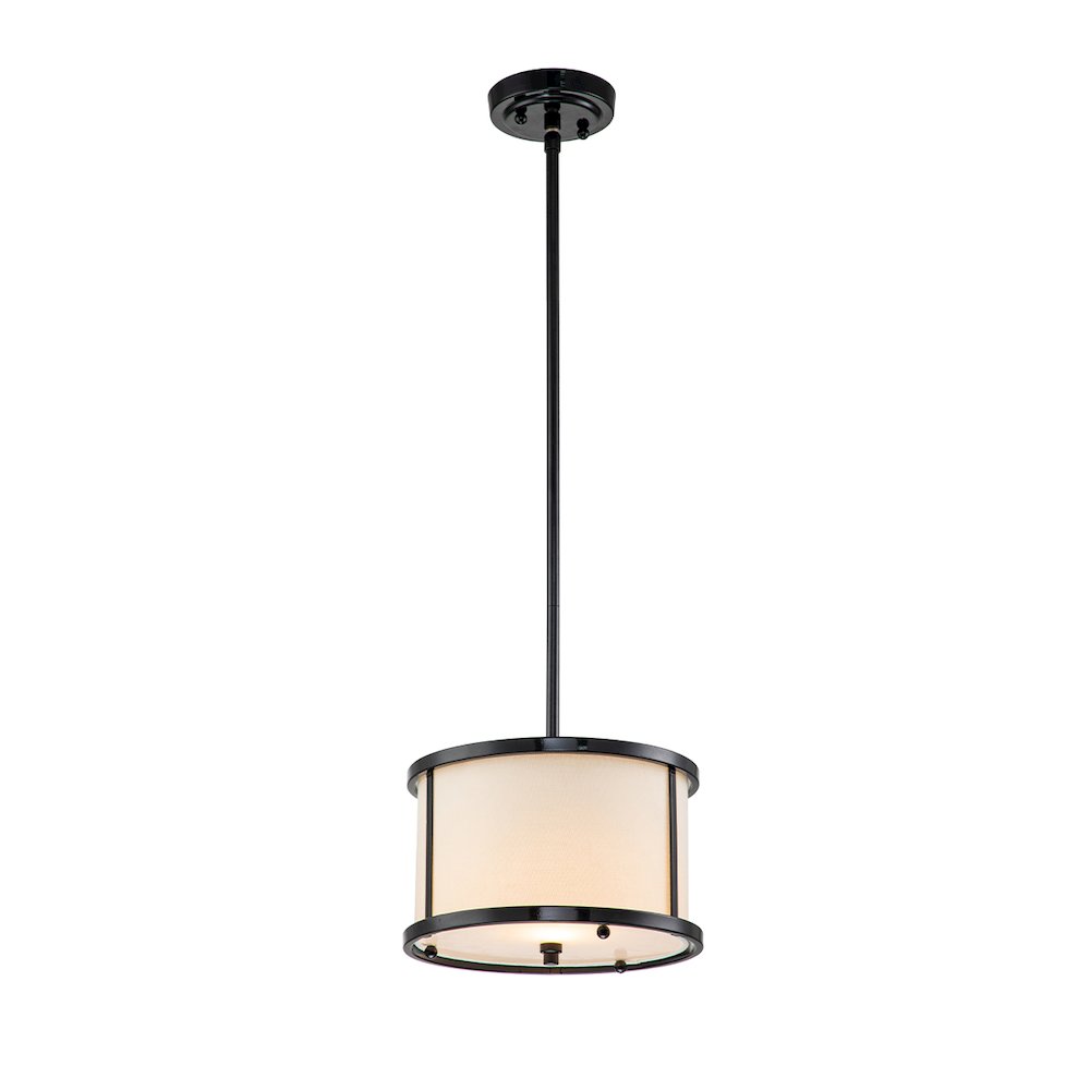 Lemuria 1 Light Duo-Mount Mini Pendant - Lacquered Black, White Shade. Picture 1