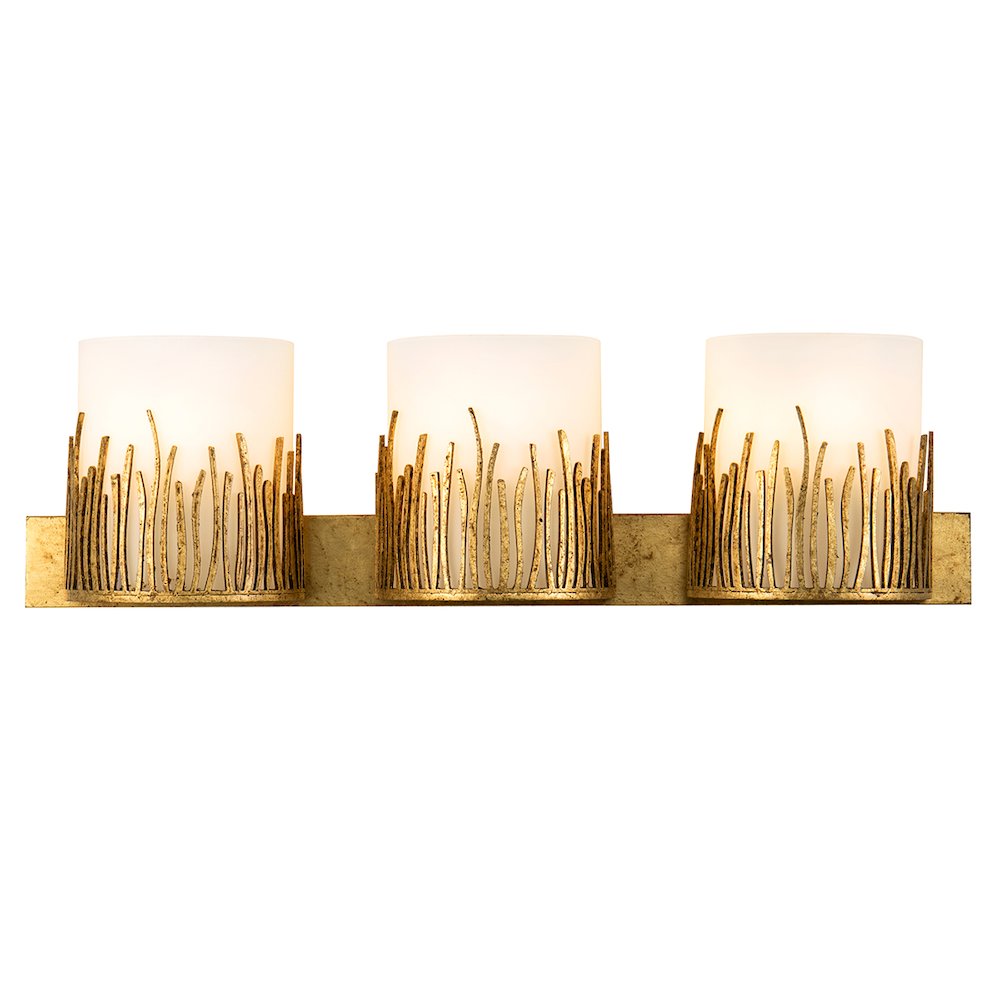 Sawgrass 3 Light Vanity In Distressed Gold. Picture 1