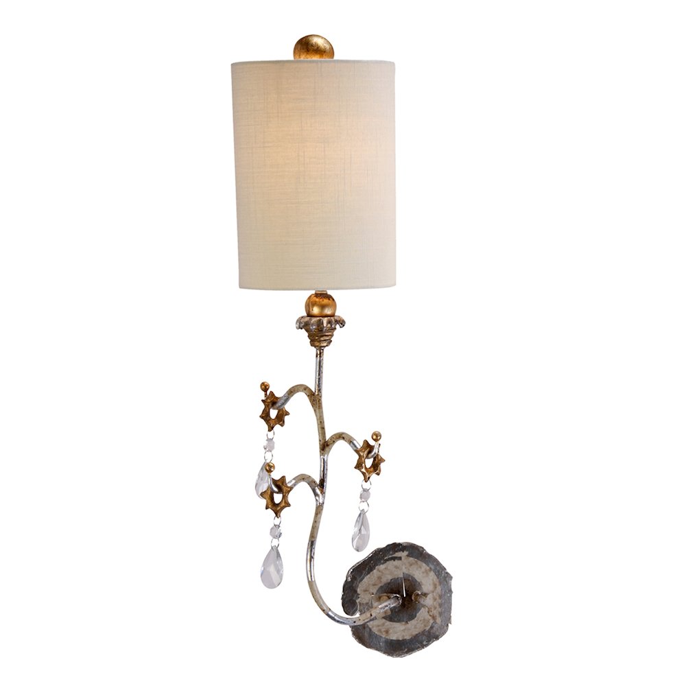 Tivoli Silver Sconce With Crystal and Whimsical Design. Picture 1