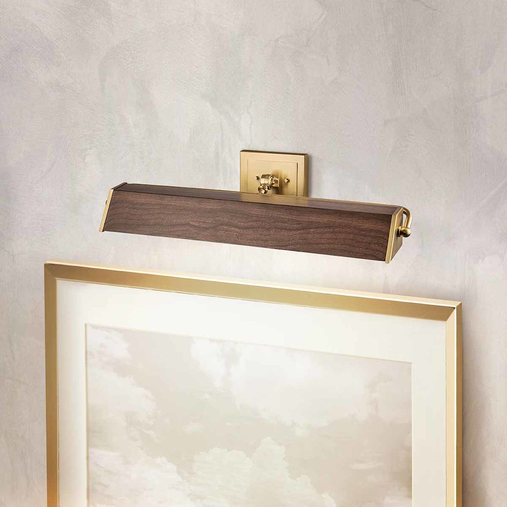 Cade Large Picture Light in Medium Oak. Picture 5