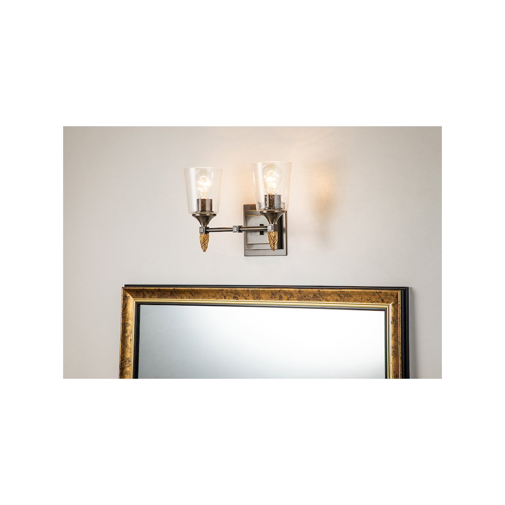 Vetiver 2-Light Dark Bronze With Gold Accents. Picture 5