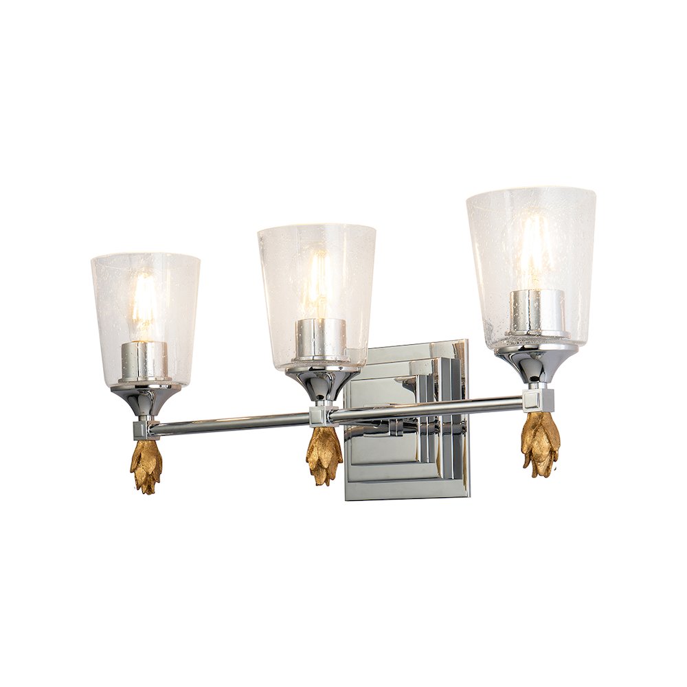 Vetiver 3 Light Vanity in Polished Chrome with Gold Accent. Picture 2