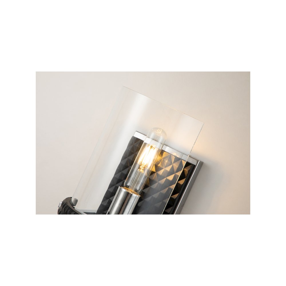 Mazant 1 Light Wall Sconce in Black and Chrome. Picture 5