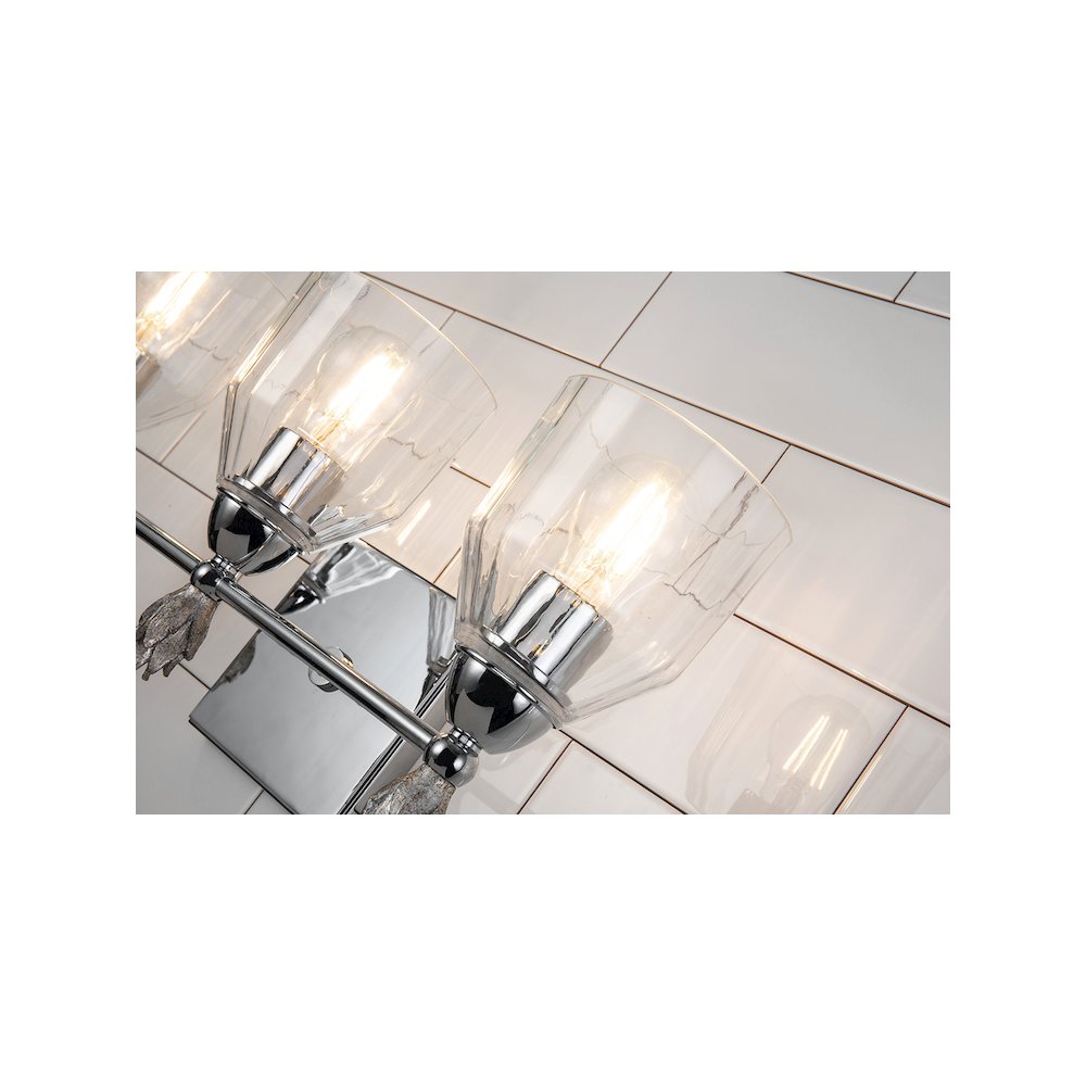 Felice 3 Light Vanity Light In Polished Chrome With Silver Accents. Picture 2
