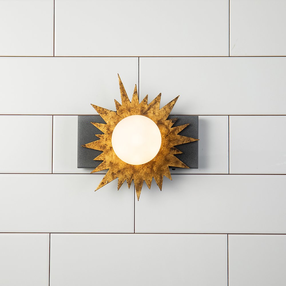 Soleil 1 Light Wall Sconce Gold Star And Weathered Zinc. Picture 3