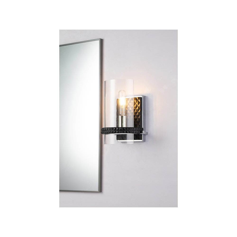 Mazant 1 Light Wall Sconce in Black and Chrome. Picture 2