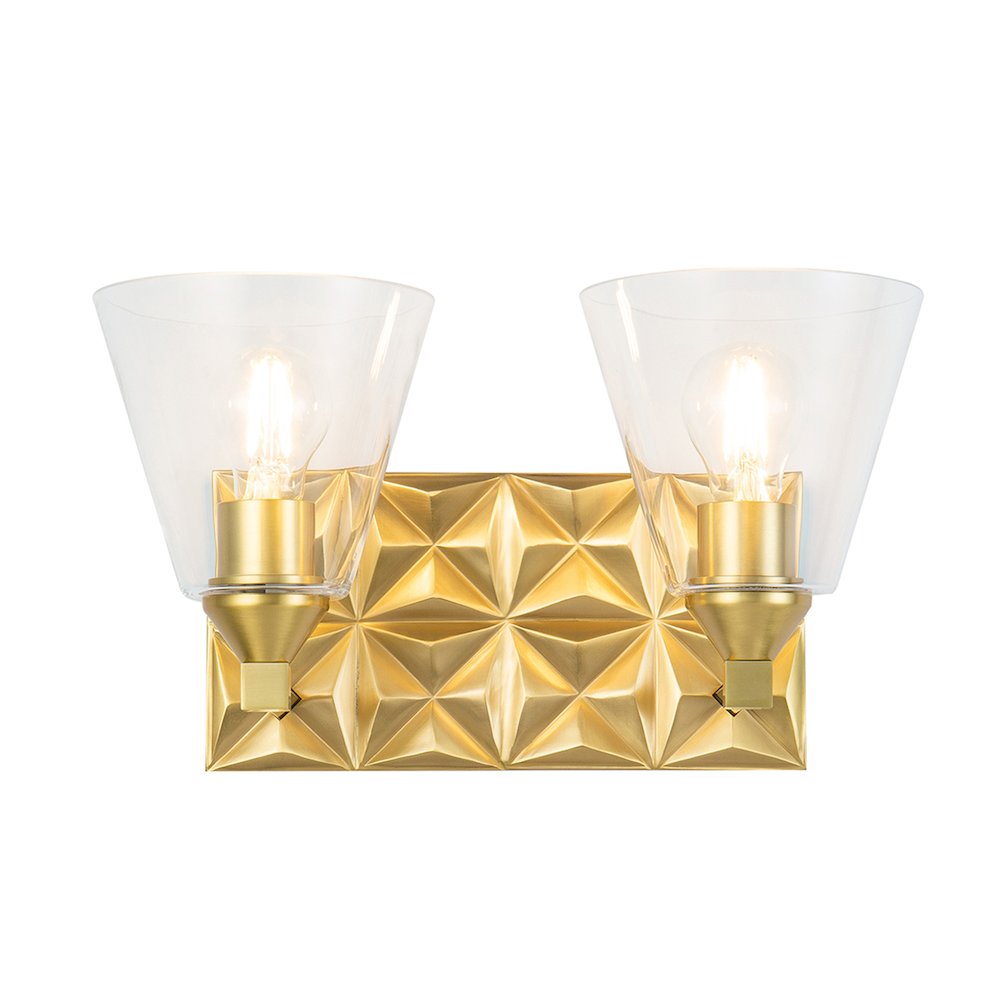 Alpha 2 Light Vanity With Glass in Aged Gold Brass. Picture 1