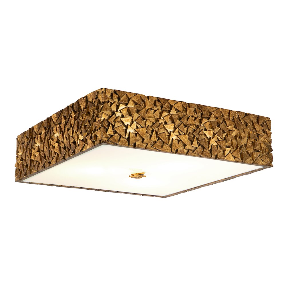 Mosaic Square 3-Light Flush in Gold. Picture 1