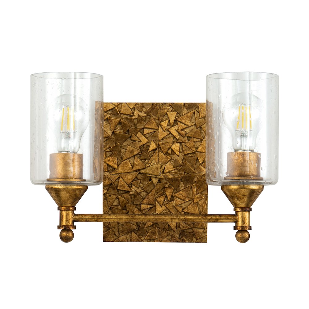 Mosaic 2-Light Vanity Light In Antique Gold. Picture 1