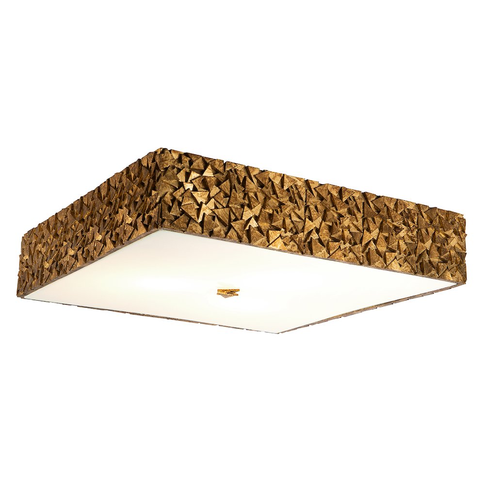 Mosaic Square 3-Light Flush in Gold. Picture 1