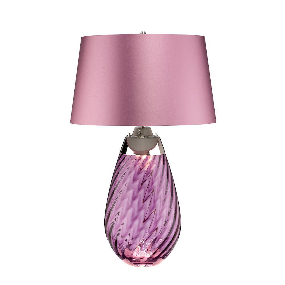 Large Lena Table Lamp in Plum with Plum Satin Shade. Picture 1