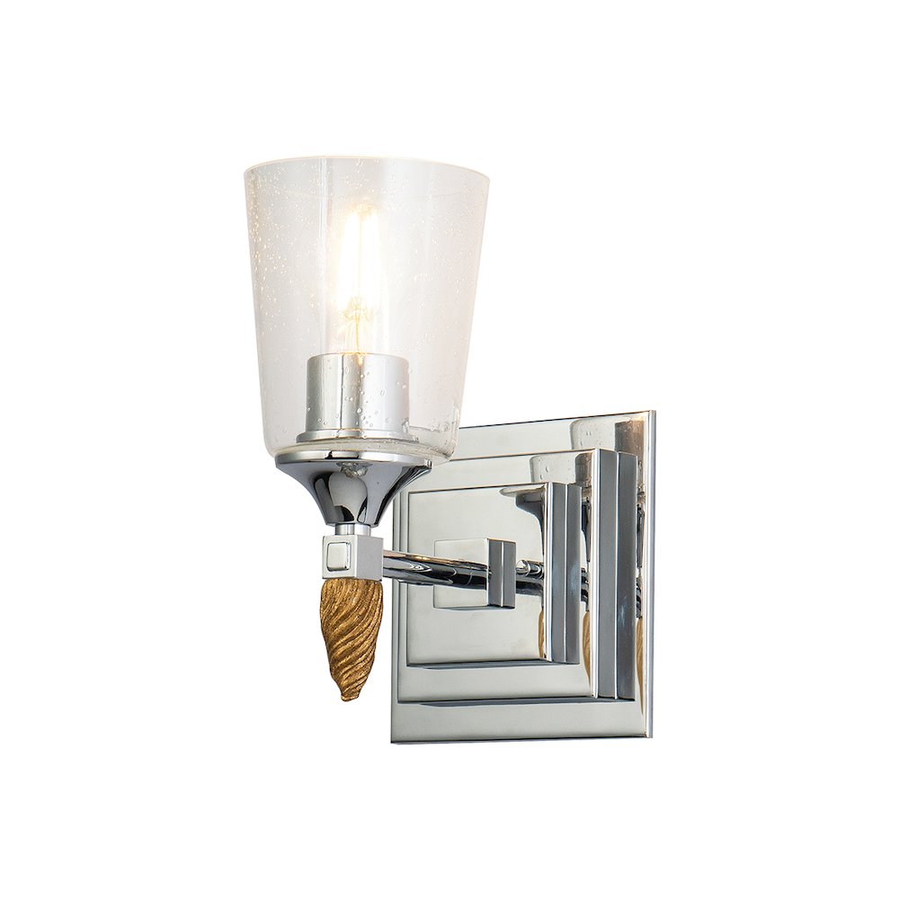 Vetiver 1 Light Wall Sconce in Polished Chrome with Gold Accent. Picture 1
