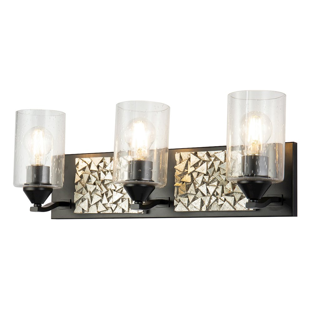 Bocage 3 Light Bath Bar In Matte Black And Silver. Picture 1