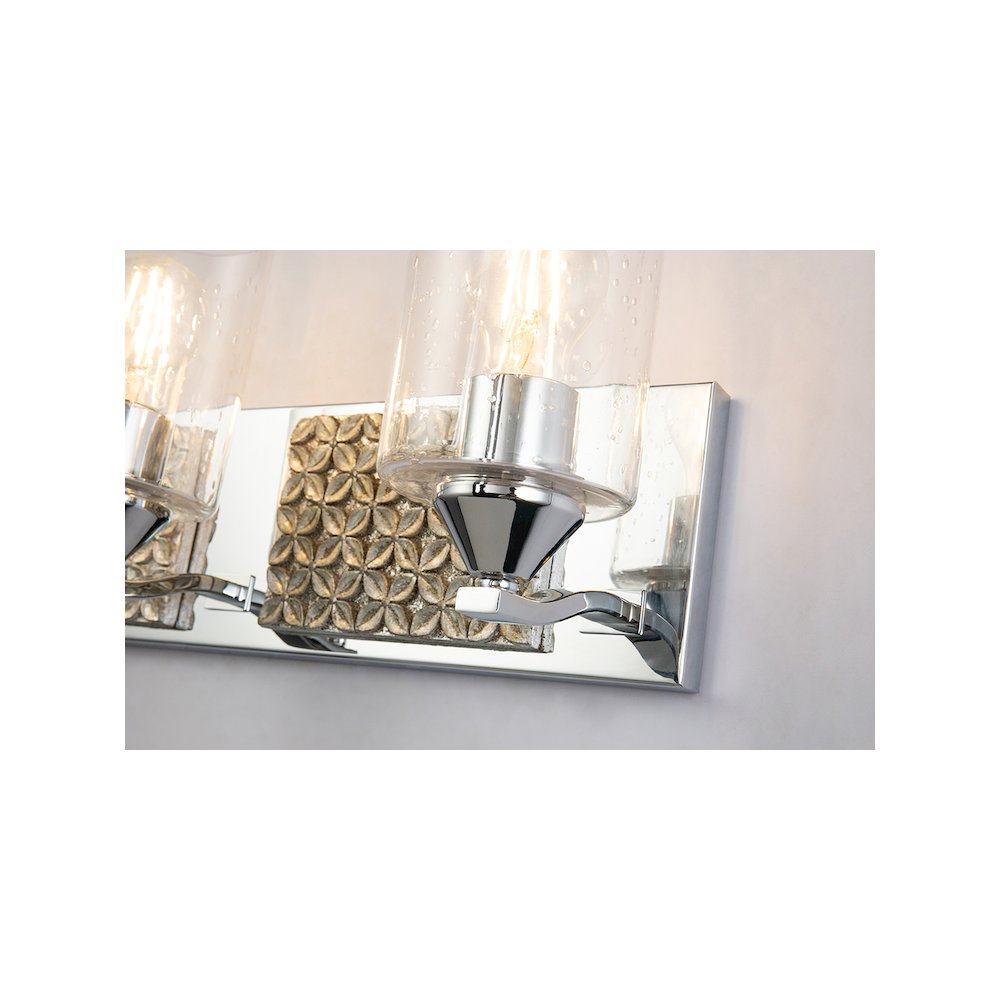 Arcadia 3 Light Bath Bar in Polished Chrome and Silver. Picture 4