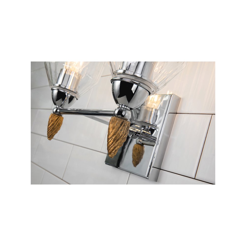 Felice 2 Light Vanity Light In Polished Chrome With Gold Accents. Picture 3