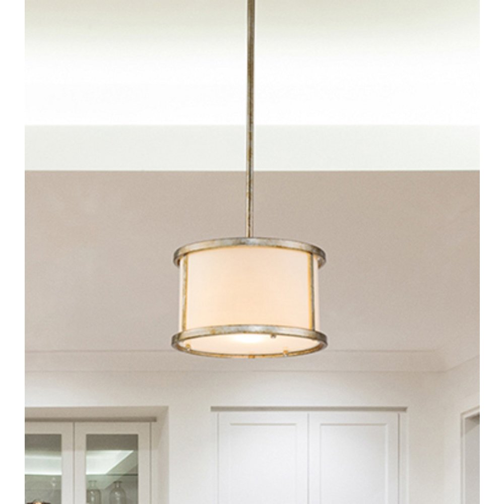 Lemuria 1 Light Duo-Mount Mini Pendant - Antique Silver, Ivory Shade. Picture 2