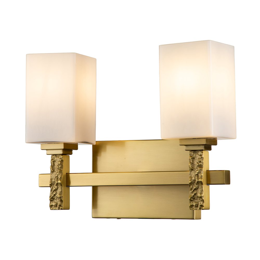 Jack 2 Light Bath Bar in Aged Brass. Picture 1