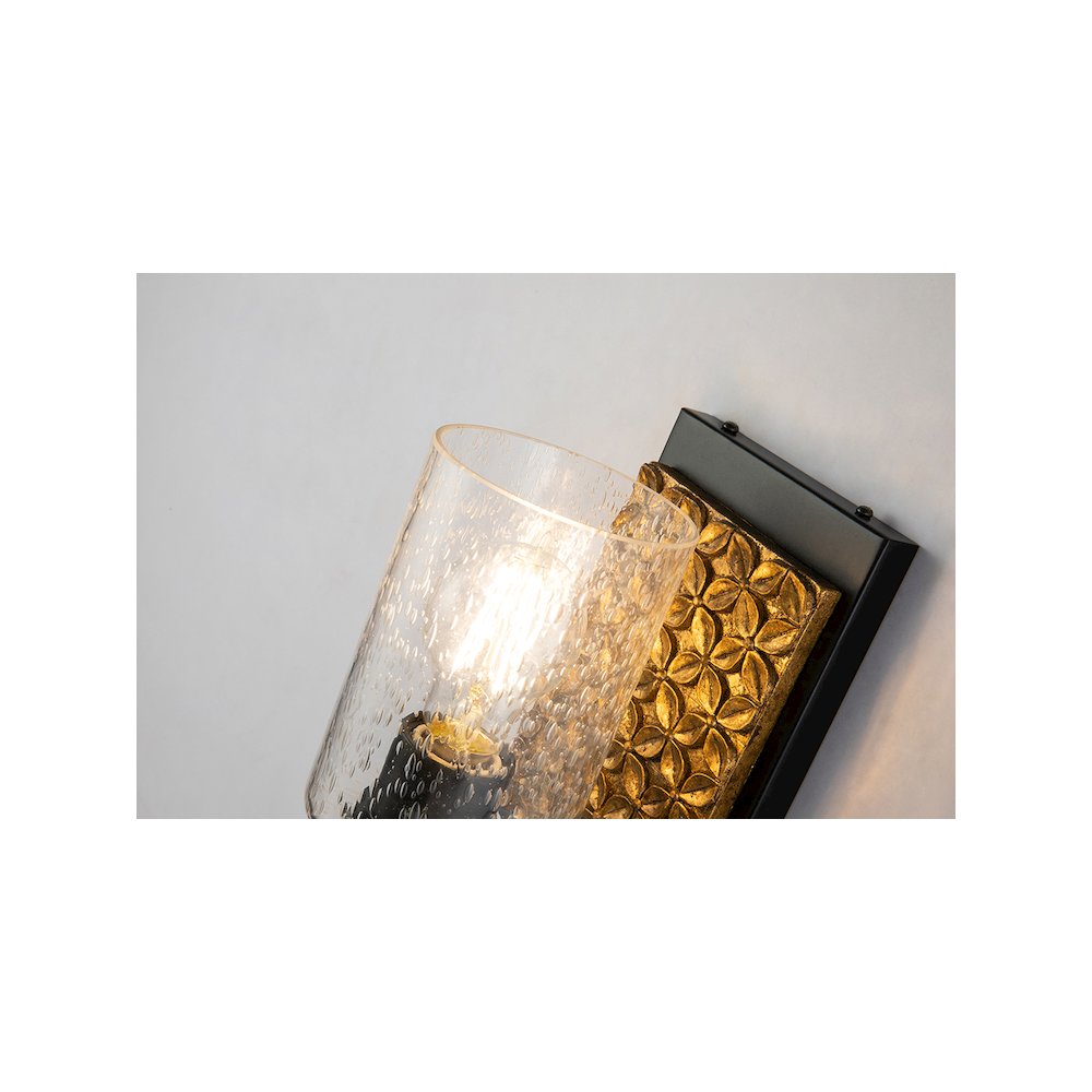 Arcadia 1 Light Wall Sconce in Matte Black and Gold. Picture 4