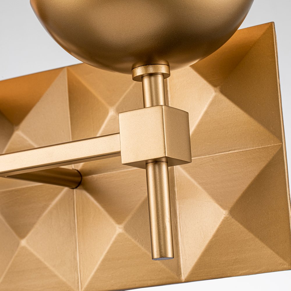 Deco 2 Light Bath Bar in Lacquered Gold. Picture 4