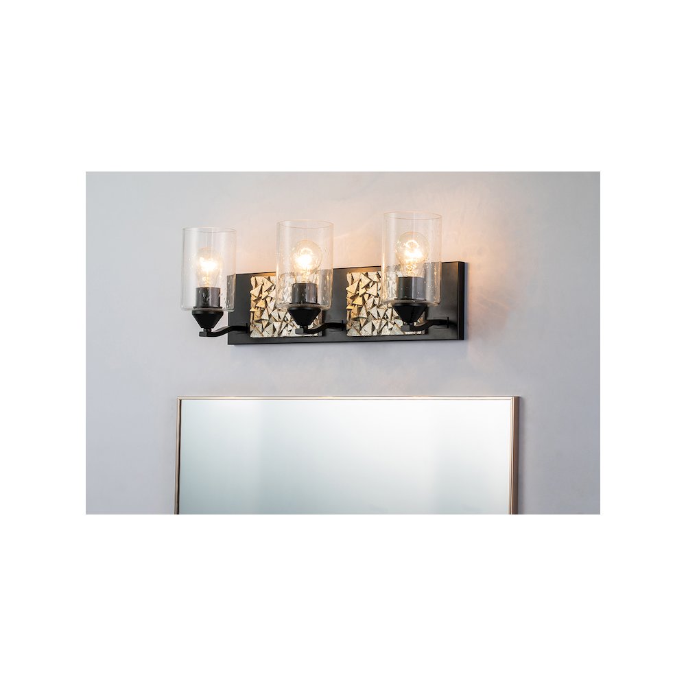 Bocage 3 Light Bath Bar In Matte Black And Silver. Picture 2