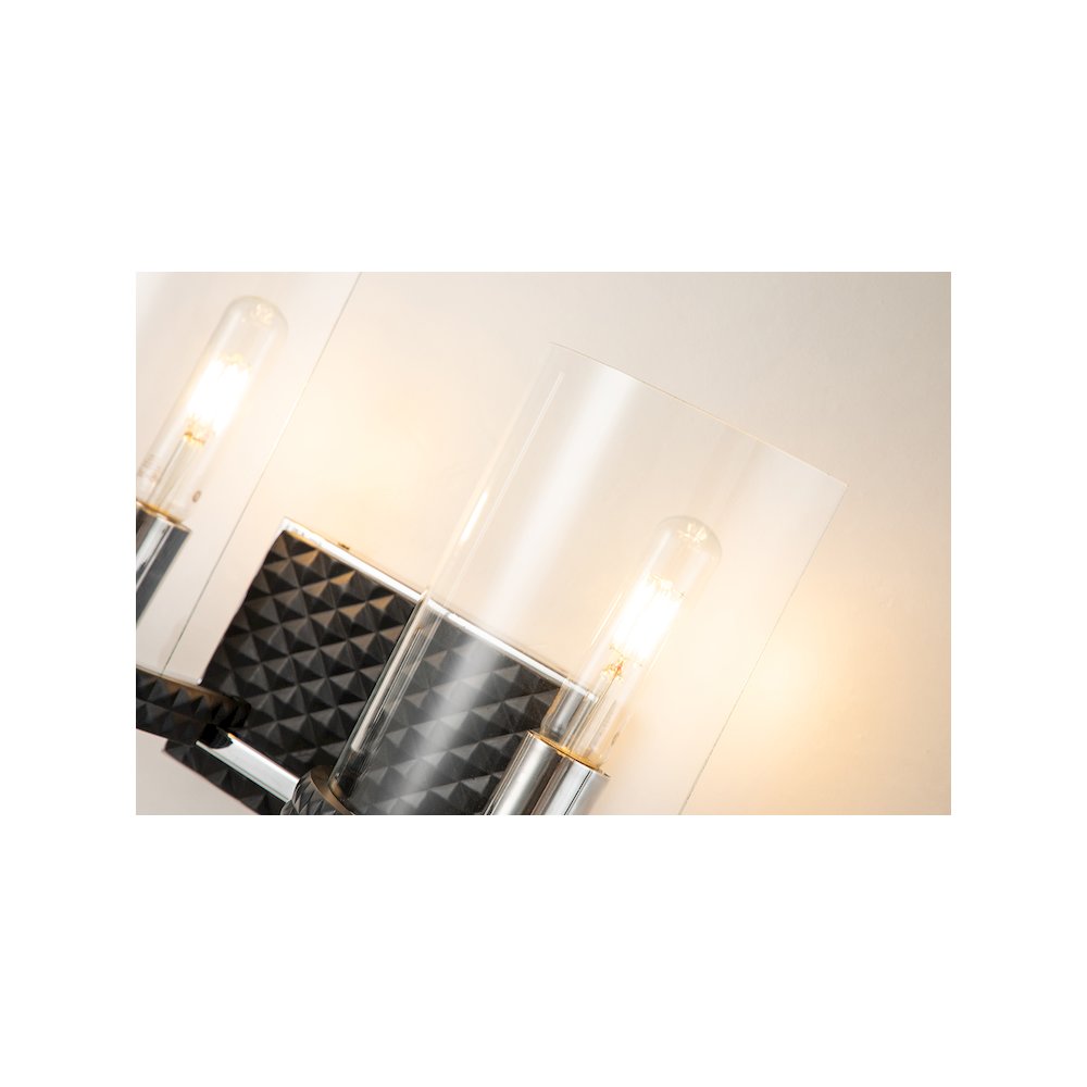 Mazant 2 Light Bath Bar in Black and Chrome. Picture 4