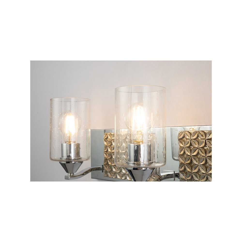 Arcadia 3 Light Bath Bar in Polished Chrome and Silver. Picture 3