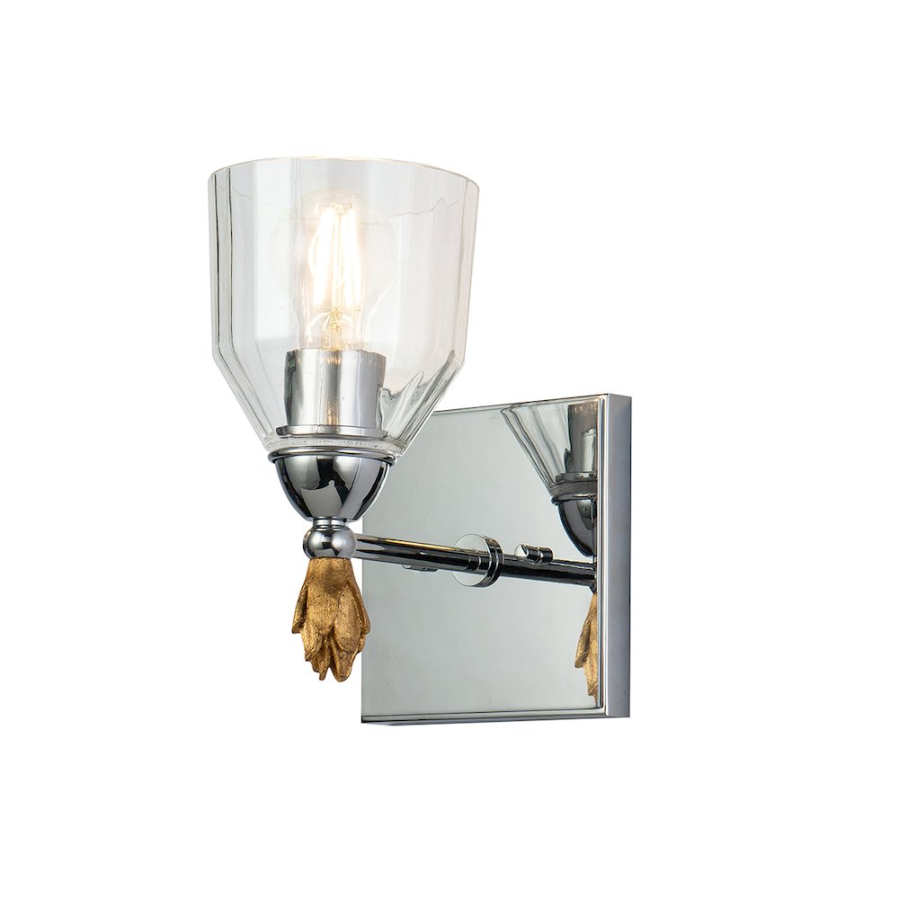 Felice 1 Light Wall Sconce In Polished Chrome With Gold Accents. Picture 1