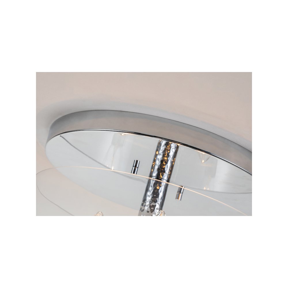 Rampart 3 Light Hammered detail flush mount in Chrome. Picture 2