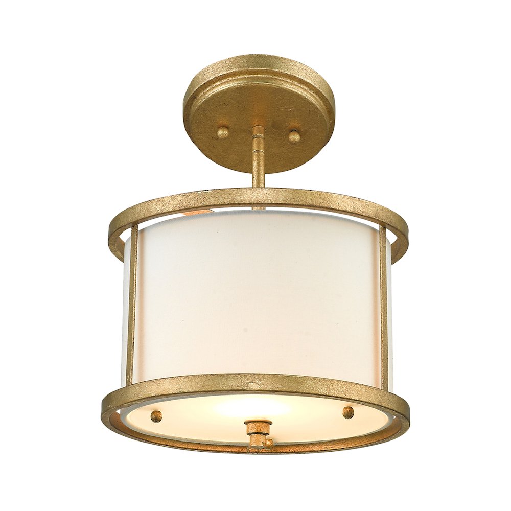 Lemuria 1 Light Duo-Mount Mini Pendant - Distressed Gold, Ivory Shade. Picture 2
