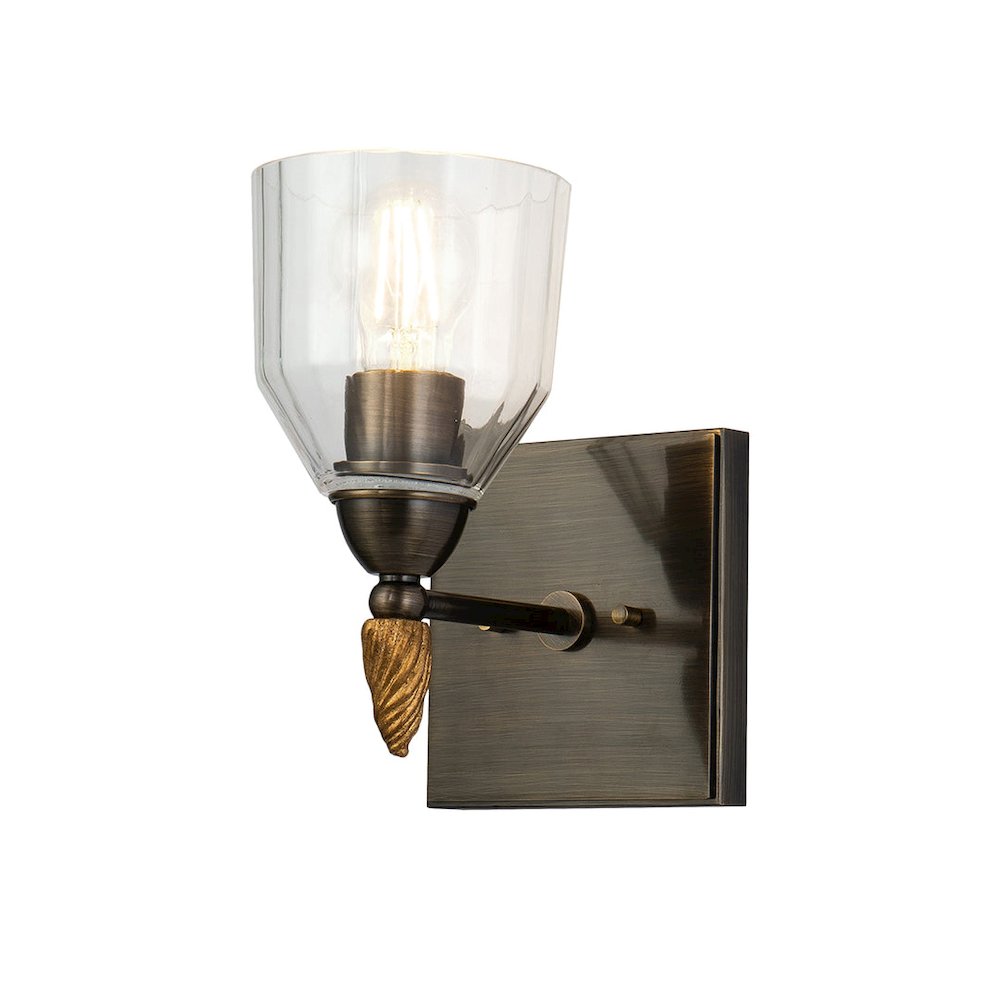 Felice 1 Light Wall Sconce In Dark Bronze With Gold Accents. Picture 1