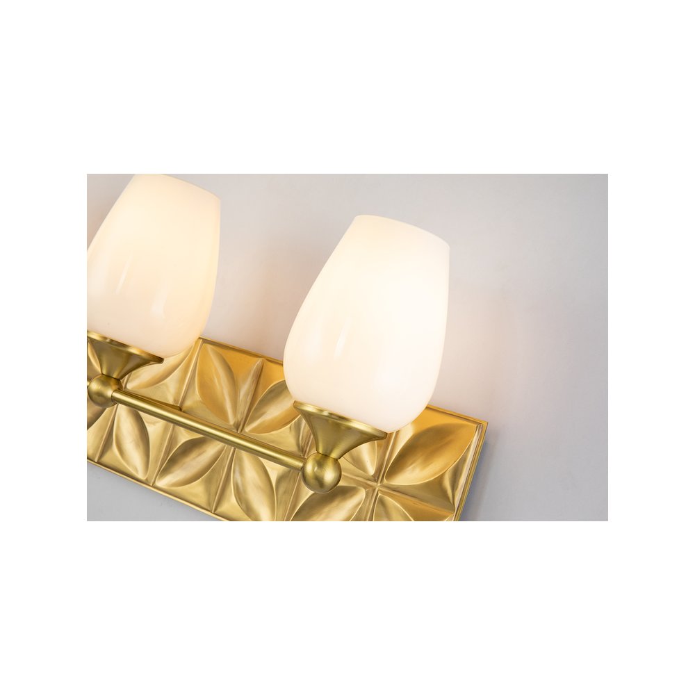 Epsilon Modern 3 Light Bath Vanity in Aged Gold Brass. Picture 4