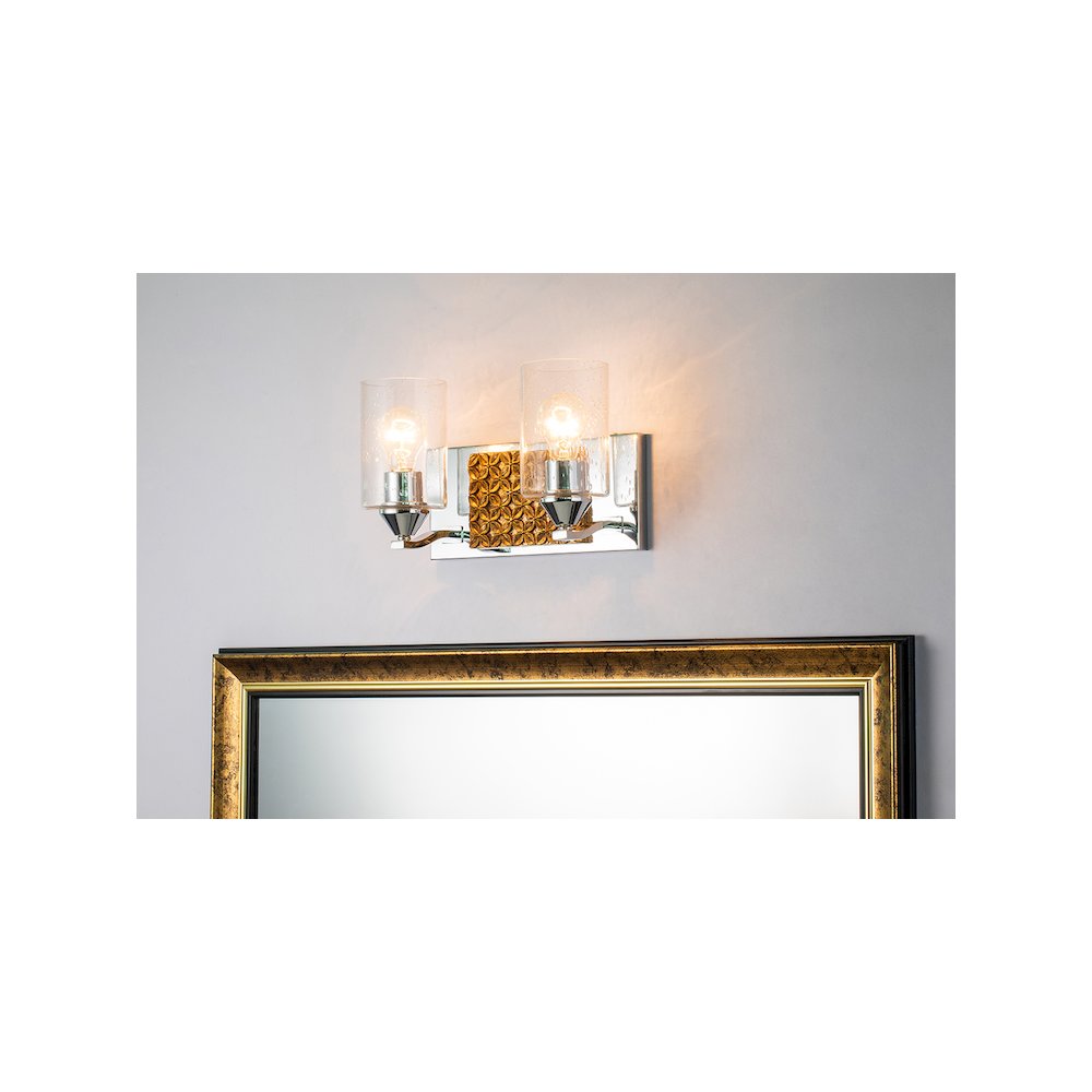 Arcadia 2 Light Bath Vanity in Polished Chrome and Gold. Picture 2
