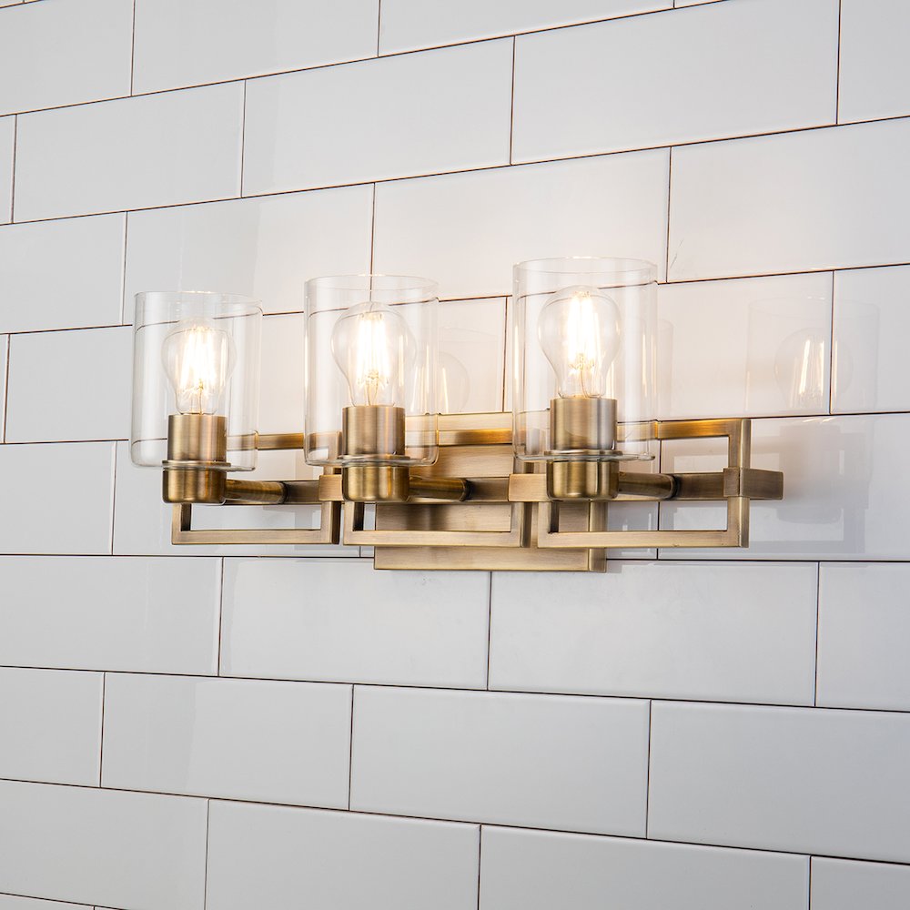 Estes 3 Light Bath Vanity In Aged Brass. Picture 3