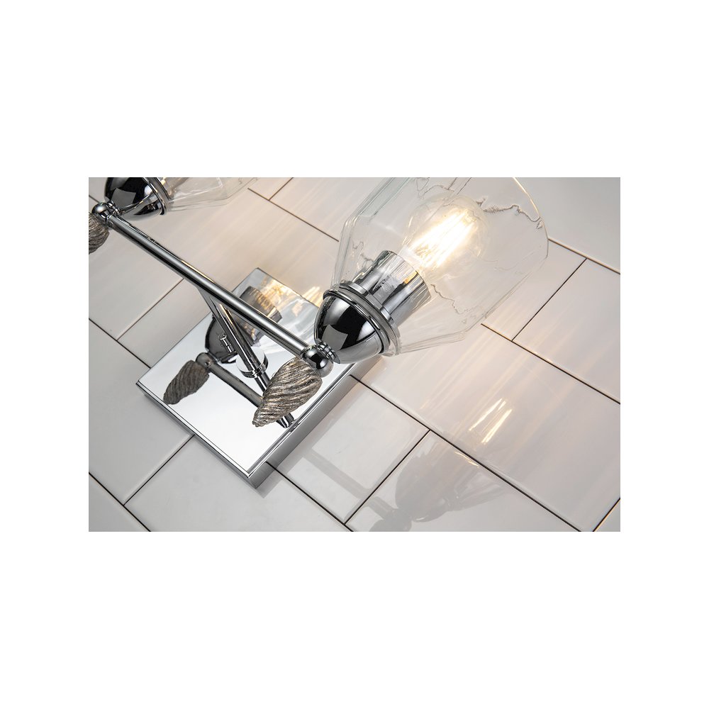 Felice 2 Light Vanity Light In Polished Chrome With Silver Accents. Picture 2
